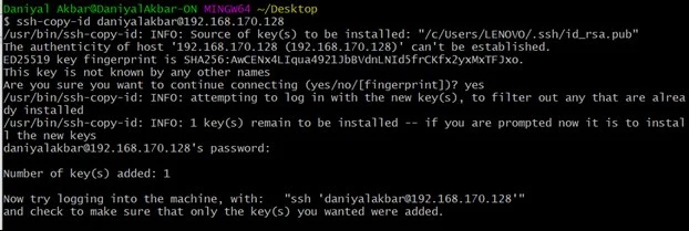 Copying the Public key to the Remote Server for SSH Protocol