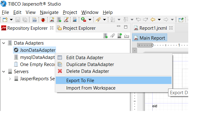 Exporting Data Adapter to Project Directory