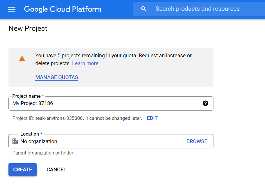 Configuring a New Google Cloud Platform Project
