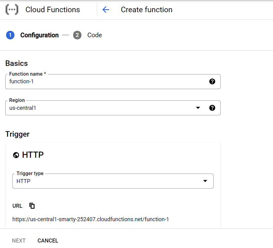 Searching for Google Cloud Functions
