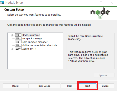 Install Node Js on Windows step 4