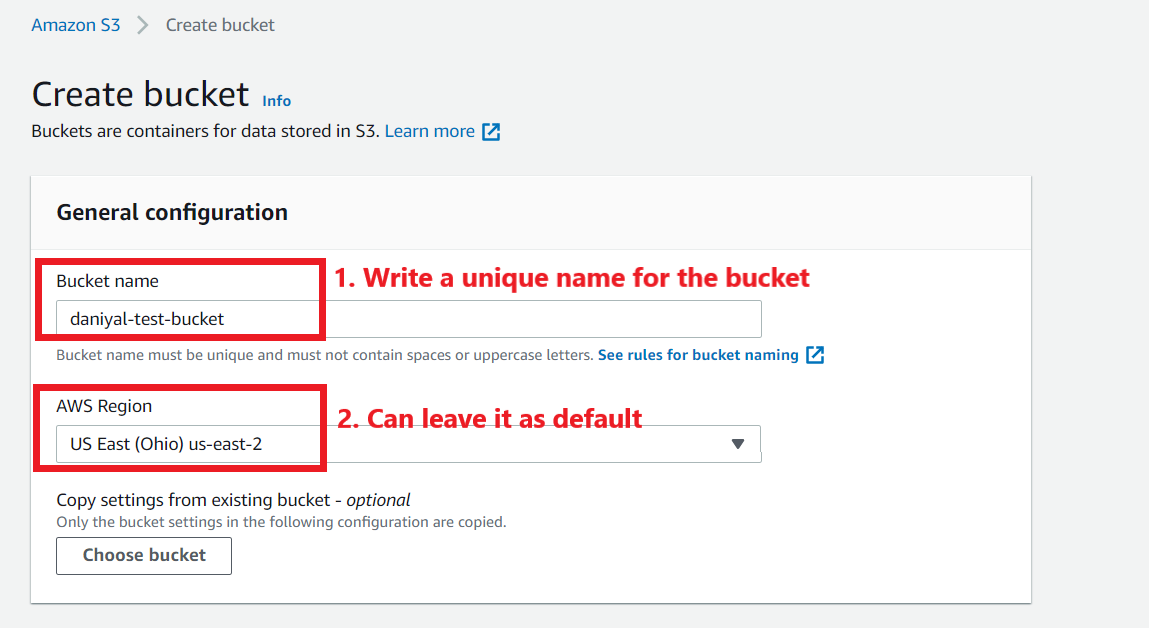 Configuration of S3 Bucket on AWS