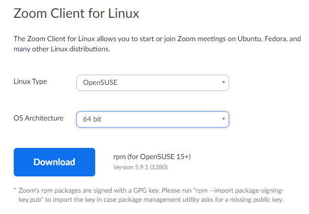 Download Zoom for OpenSUSE Linux