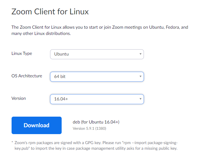 Download Zoom for Ubuntu Linux