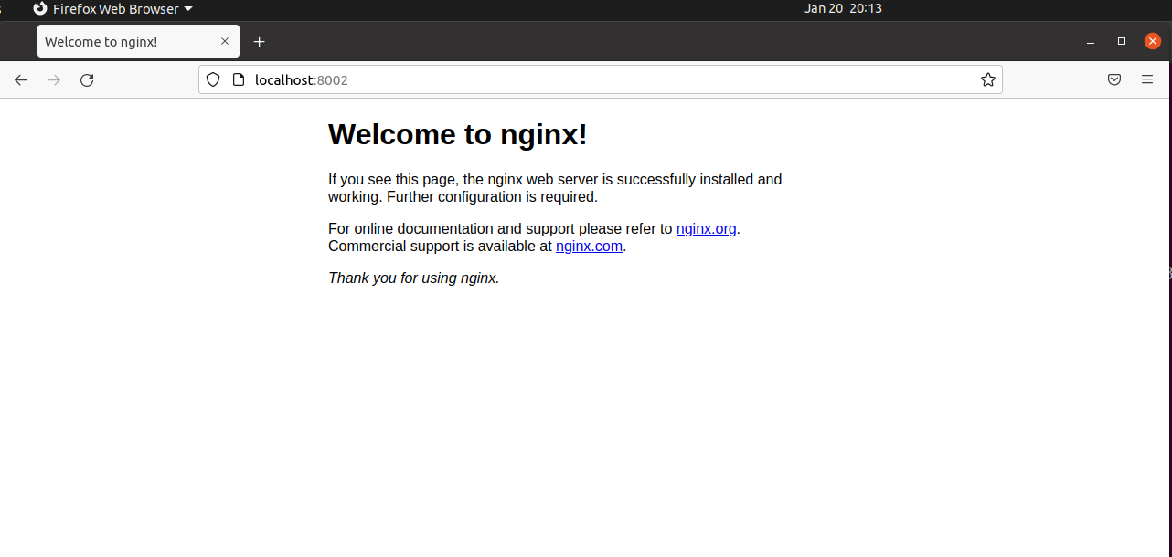Output of Nginx Webserver running on local browser