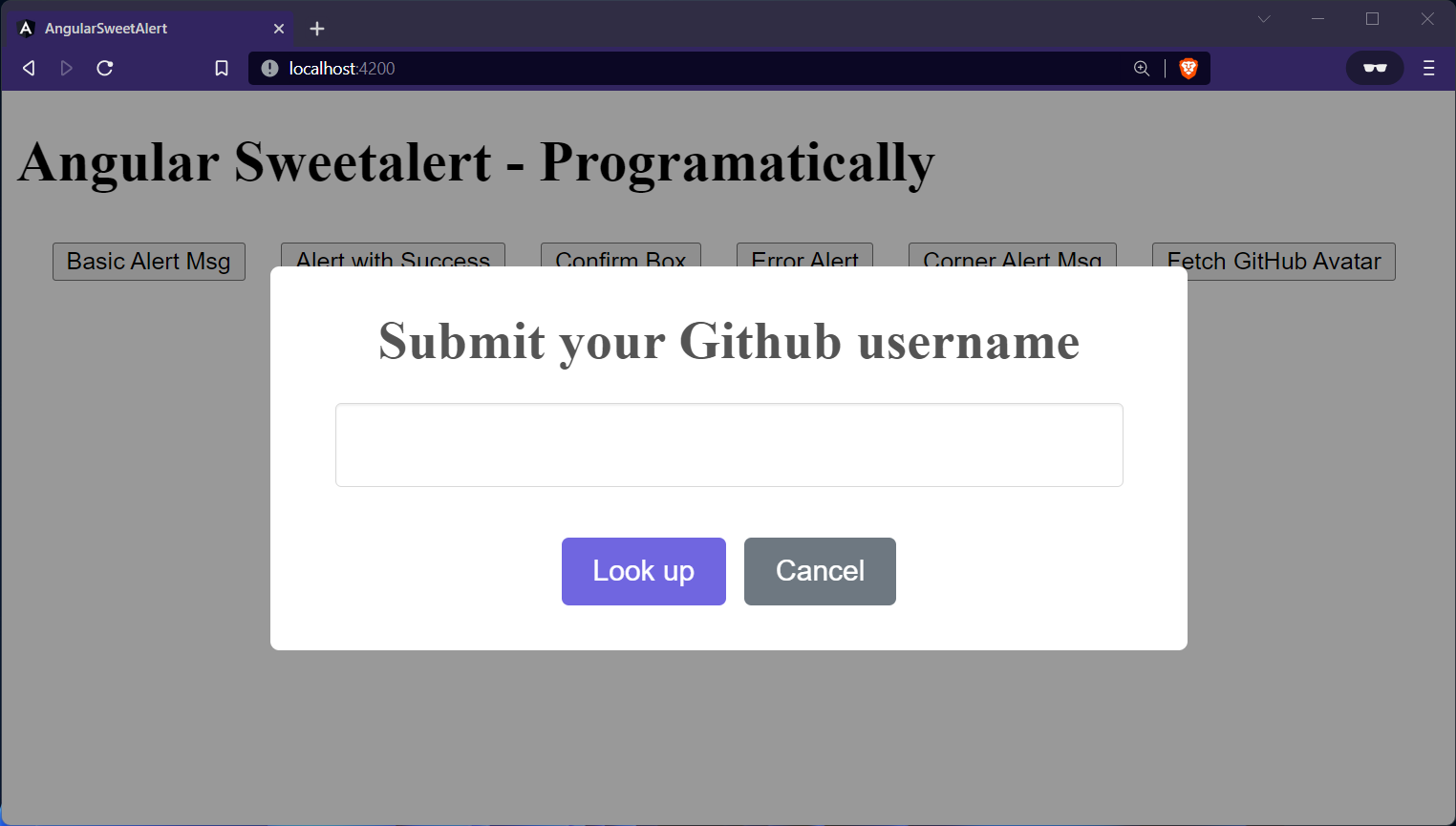 SweetAlert: API Request in Angular Alert Message Box