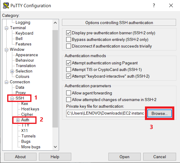 Adding SSH keys to PuTTY Tool