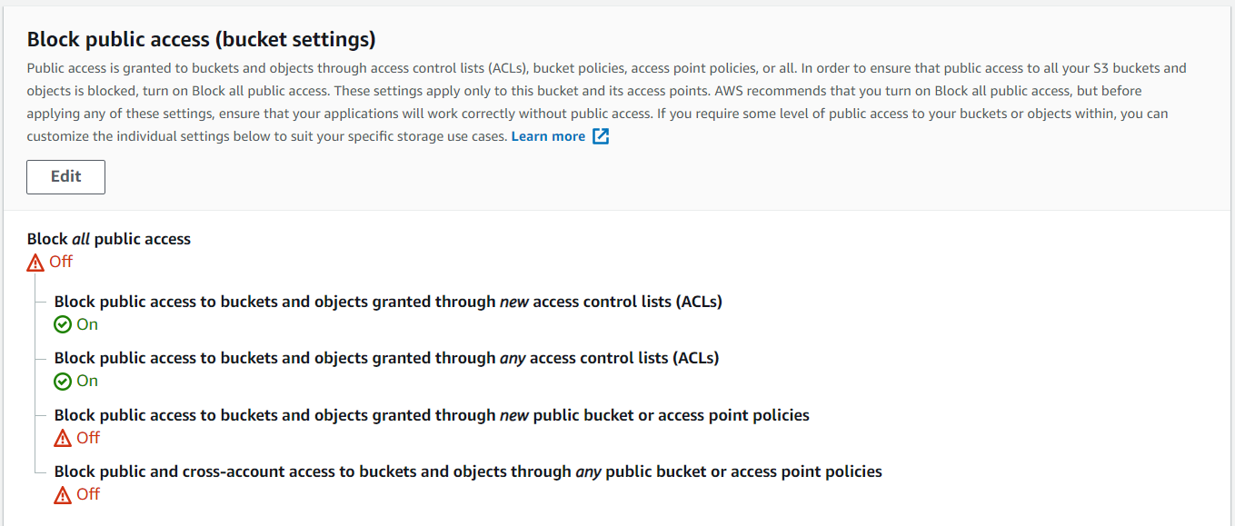 Allow Public Access to your S3 Bucket